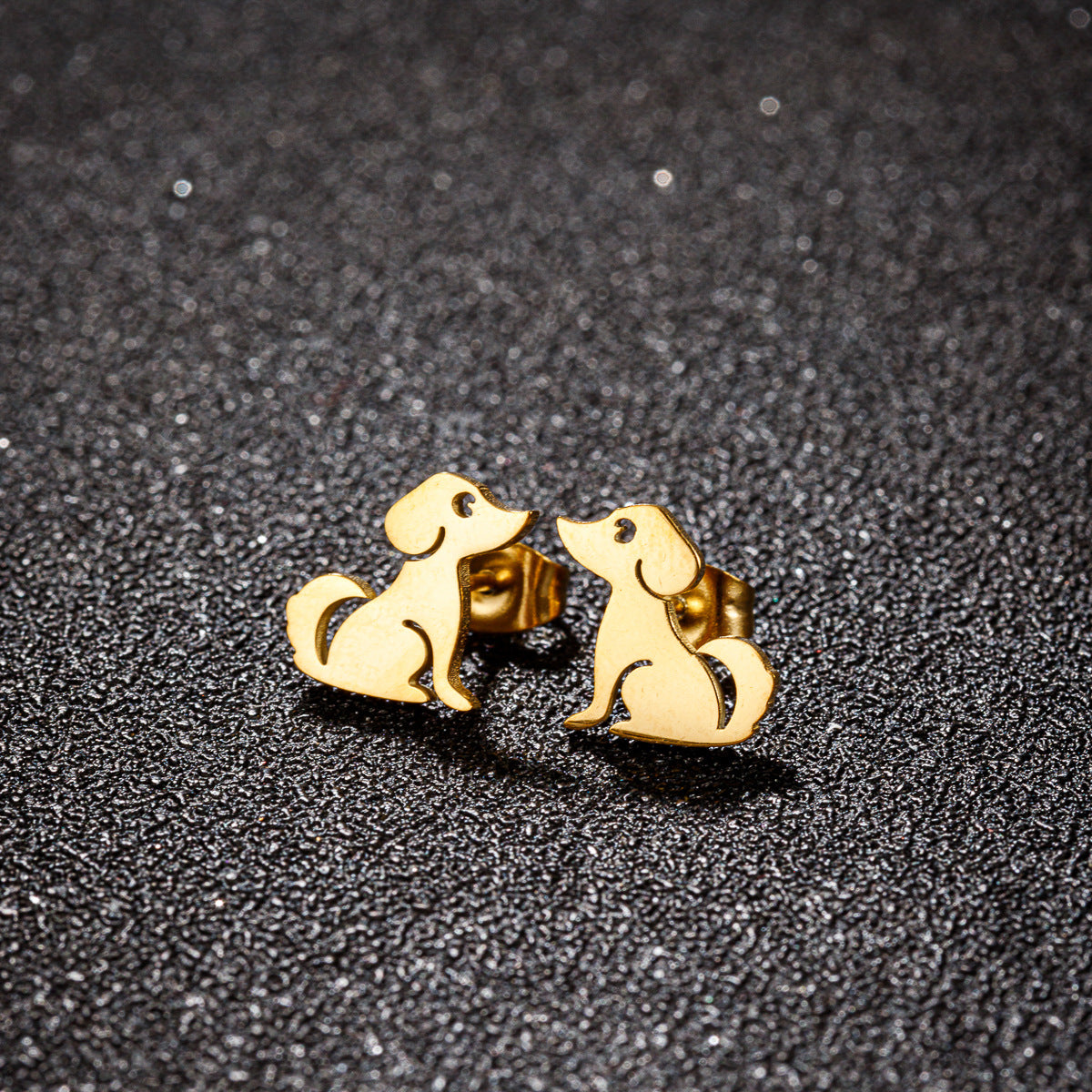 Fashion Cartoon Cute Stainless Steel Gold Plated Pet Earrings