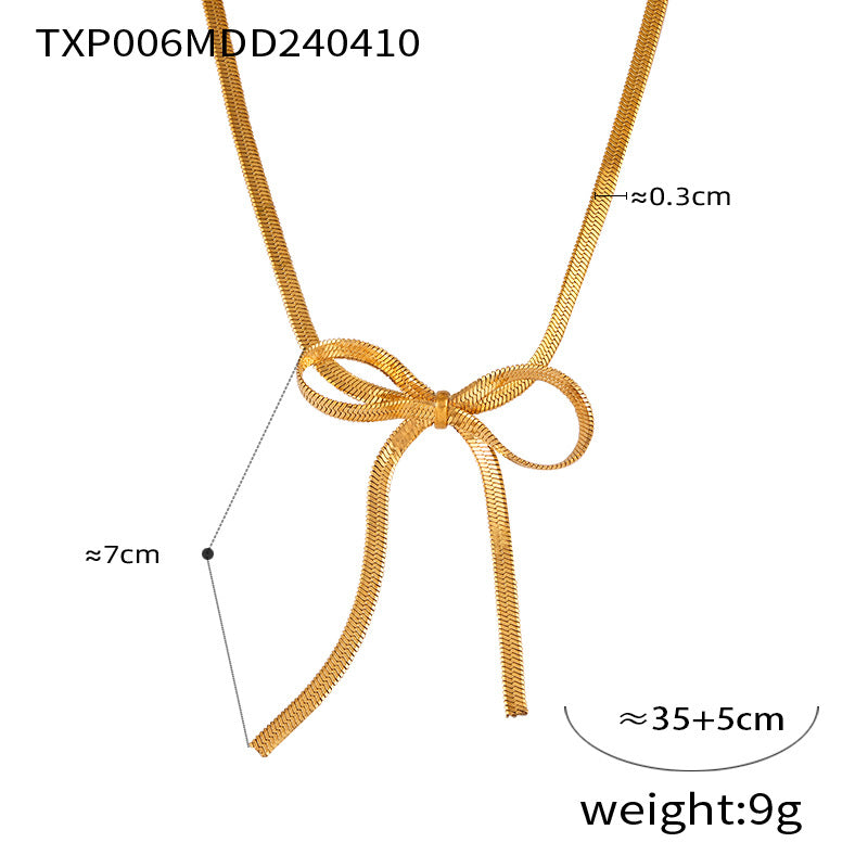 Korean Style Simple Sweet Personality Bow Geometric Chain Like Flat Pendants