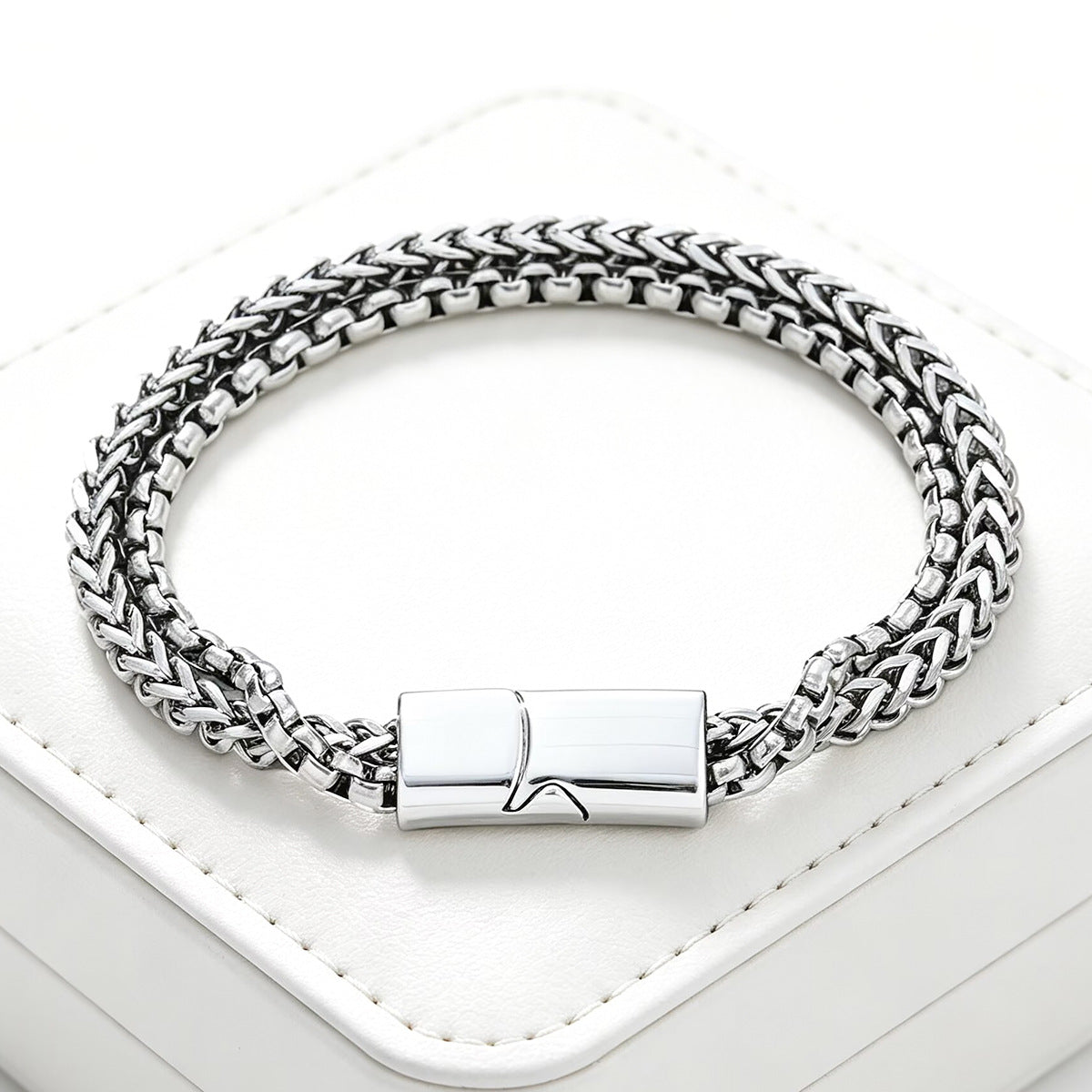 Men's Hip Hop Stainless Steel Front Back Simple Domineering Punk Bracelet
