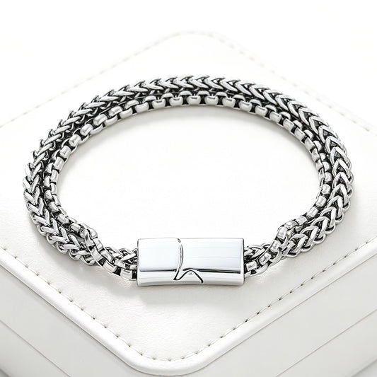 Men's Hip Hop Stainless Steel Front Back Simple Domineering Punk Bracelet