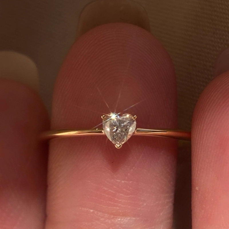 Simple Versatile Affordable Luxury Fashion Exquisite Design Love Heart-shaped High-grade Rings