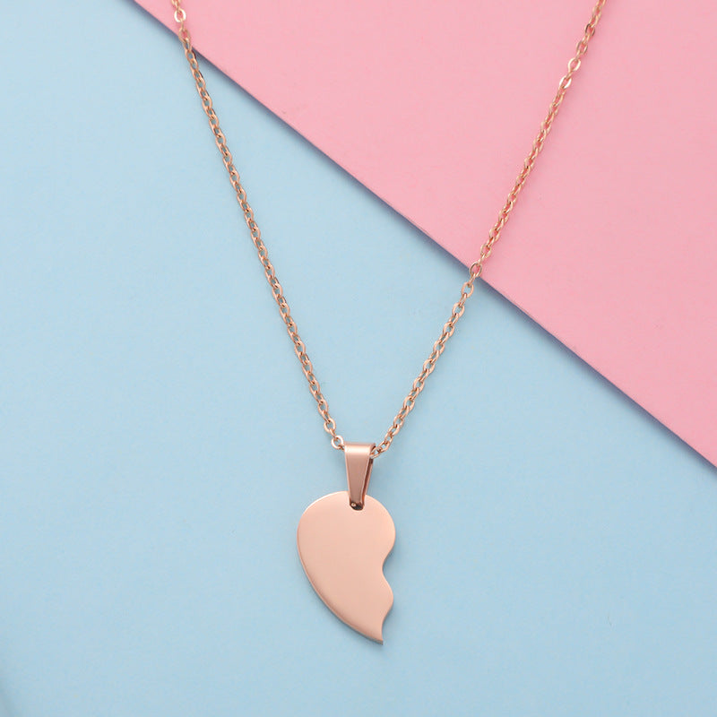 Fashion Titanium Steel Couple Heart Love Necklaces