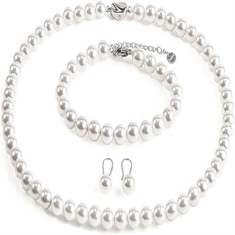 Women's French Elegant Imitation Pearl Style Three-piece Necklaces