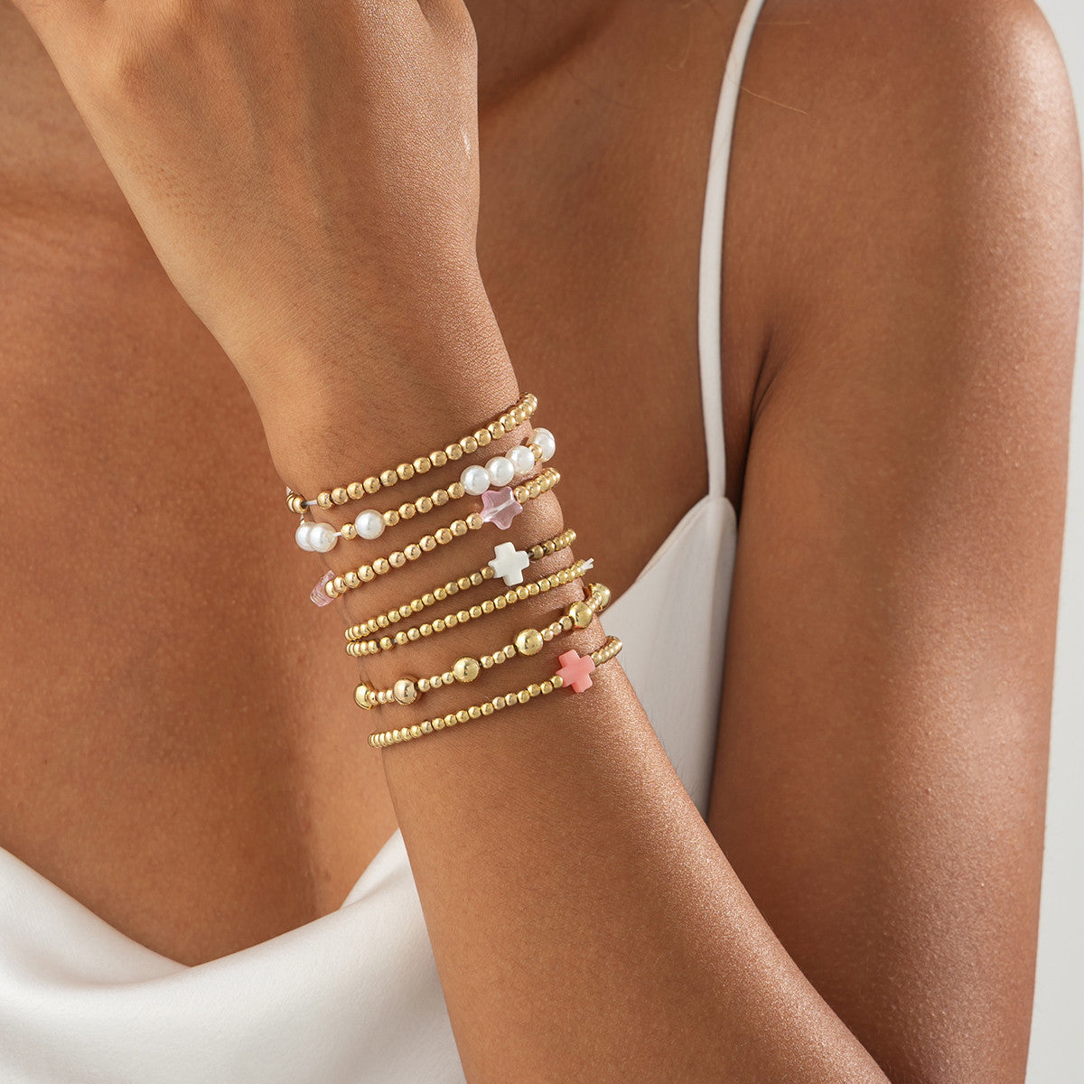 Imitation Pearl Beads Stringed Personality Acrylic Bracelets