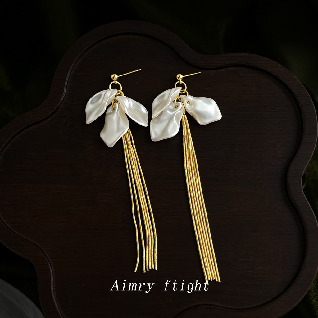 Women's Fashionable High-grade Long Tassel Handmade Fresh Temperament Sweet Niche Personality Earrings
