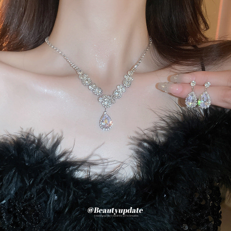 Drop Diamond Ear Affordable Luxury Style Stylish Clavicle Chain High Jewelry Set