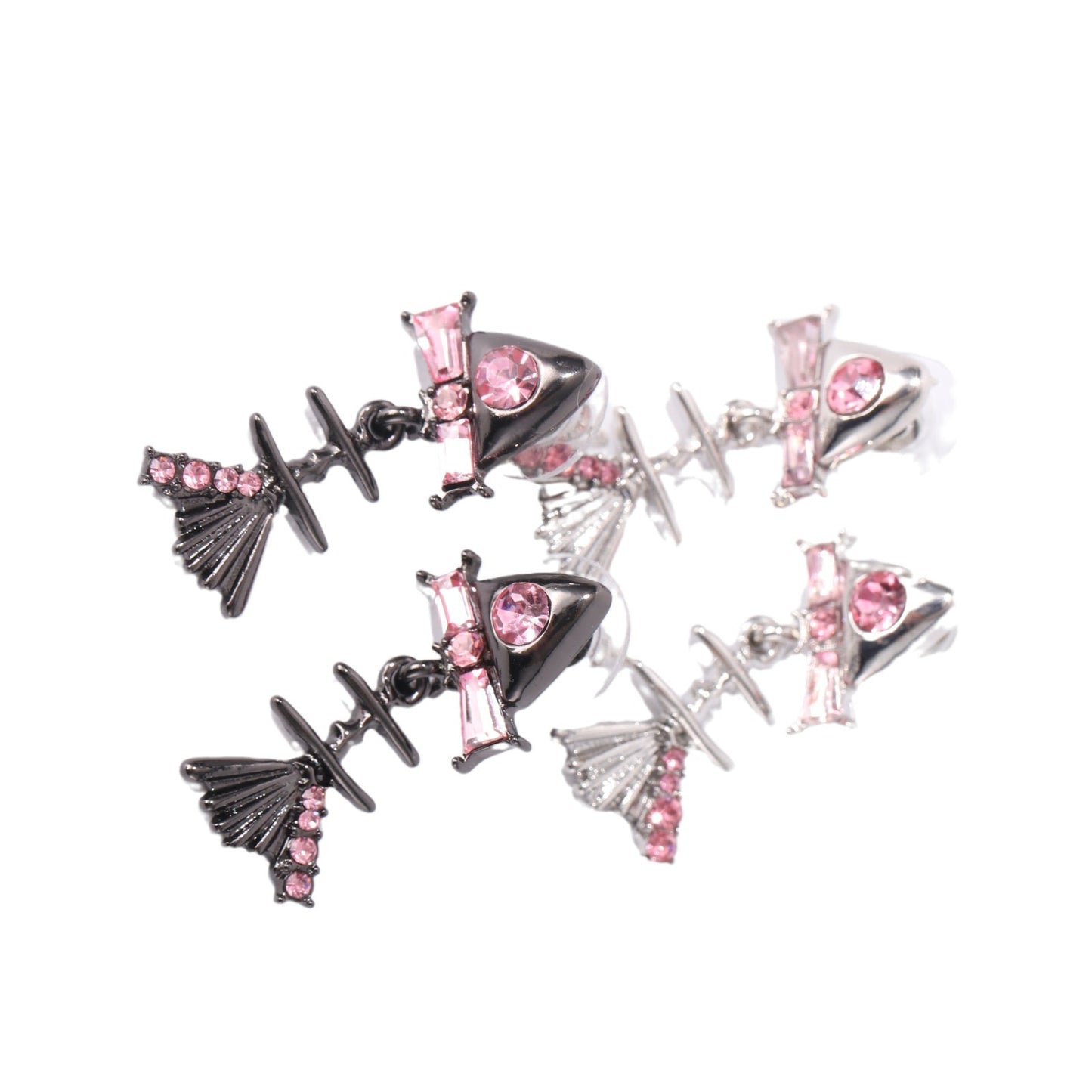 Cute Fishbone Bow Zircon Eardrops Niche Earrings