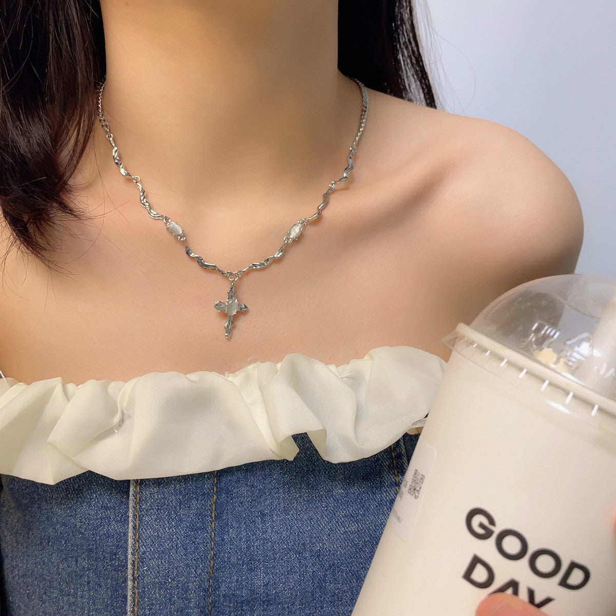 Women's Irregular Cross For Design Refined Simple Necklaces