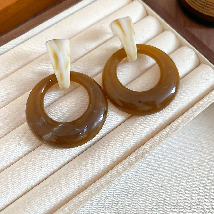 Women's Needle Geometric Irregular Resin Fashionable Retro Earrings