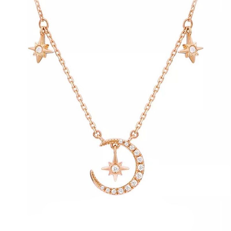Women's Sier Star Moon Light Luxury Minority Design Clavicle Chain Valentine's Necklaces