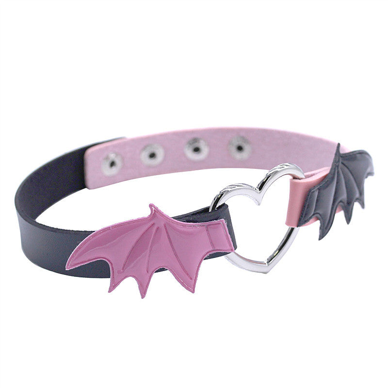 Skin Peach Heart Love Bat Wings Devil Necklaces