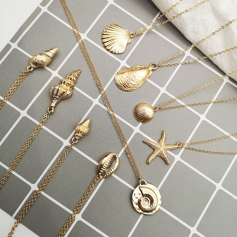 Summer Alloy Shell Exaggerated Personalized Marine Necklace