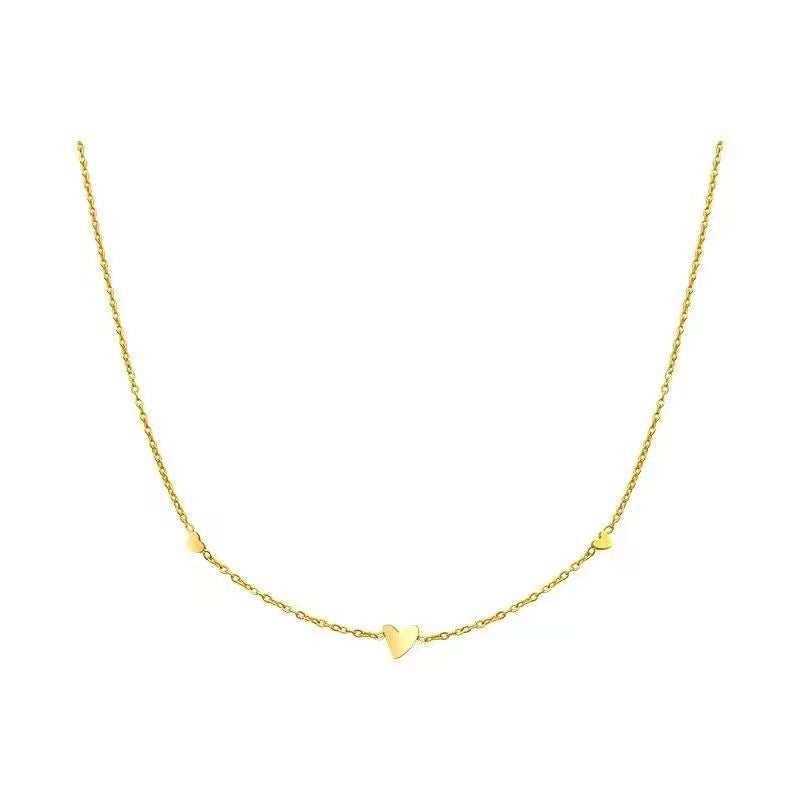 Romantic Three Heart-shaped Exquisite Titanium Steel Meticulous Heart Clavicle Chain Necklaces