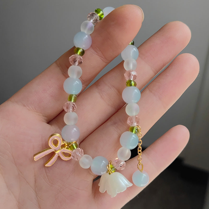 Two-color Lily Female Temperament Small Crystal Bracelet