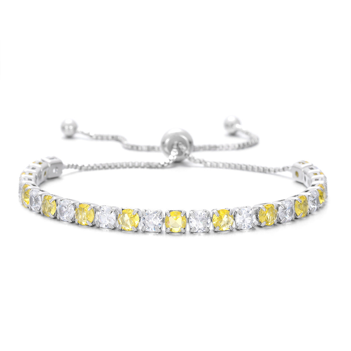 Zircon Single Row Full Diamond Adjustable Draw Tennis Fashion Bracelet