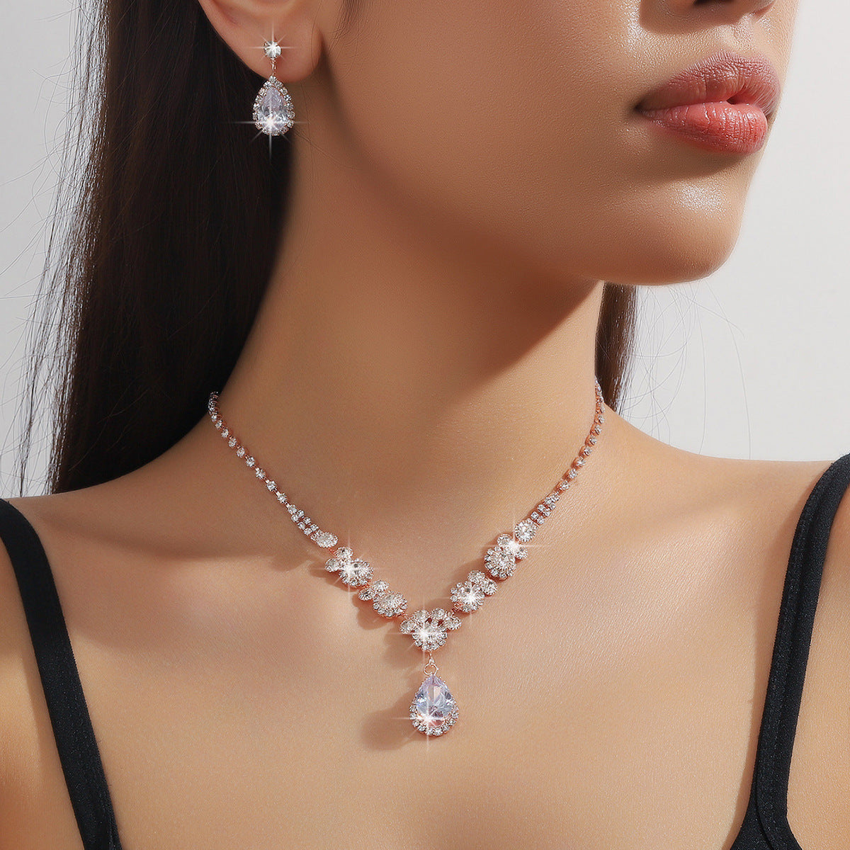Bridal High-grade Three-piece Wedding Dress Luxury Jewelry Set