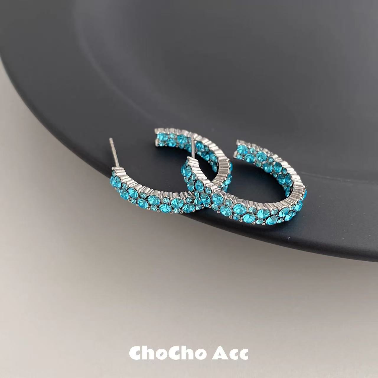 Extract Blue Shaped Design High-grade Exquisite Earrings