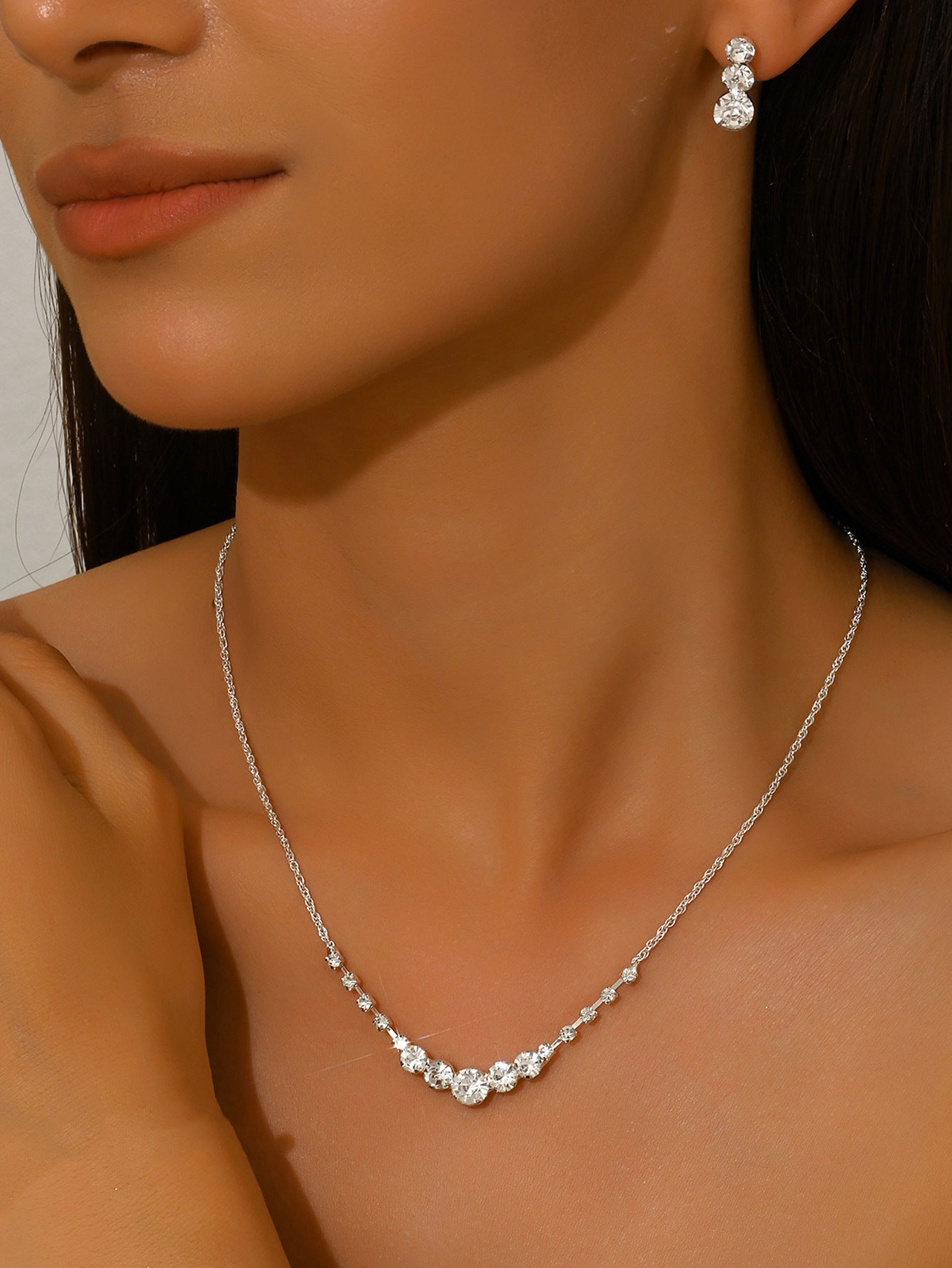 Simple Rhinestone Geometric Fashion Daily Commuter Jewelry Set