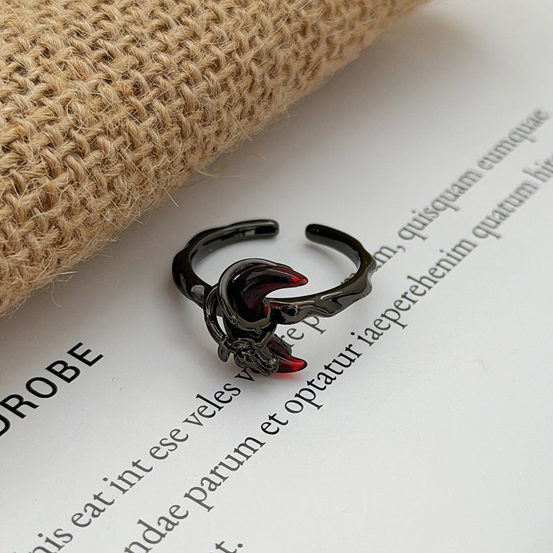 Love Heart Thorns Open Niche Trendy Cool Neutral Twin Index Ring