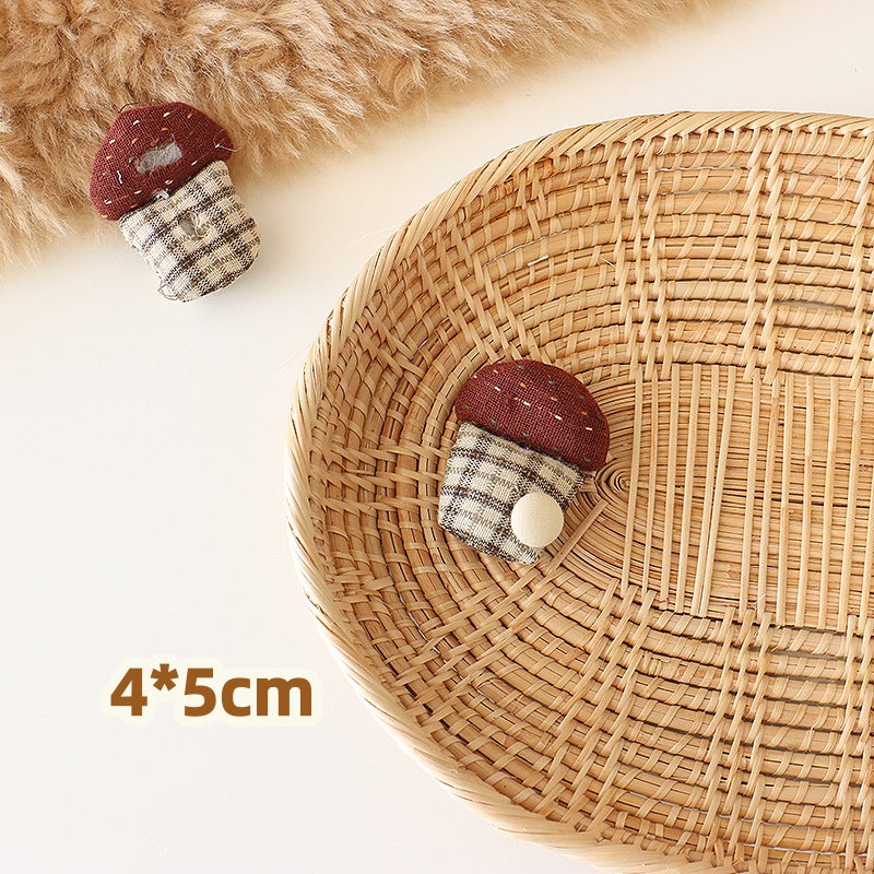 Filled Cartoon Cat Mushroom Hairpin Clothing Jewelry Accessories