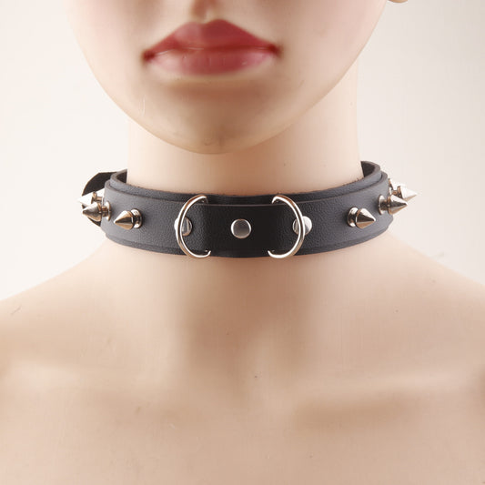 Fashion Creative Punk Exaggerated Leather Rivet Collar