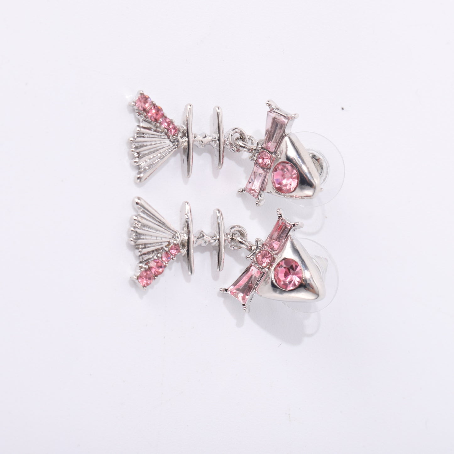 Cute Fishbone Bow Zircon Eardrops Niche Earrings