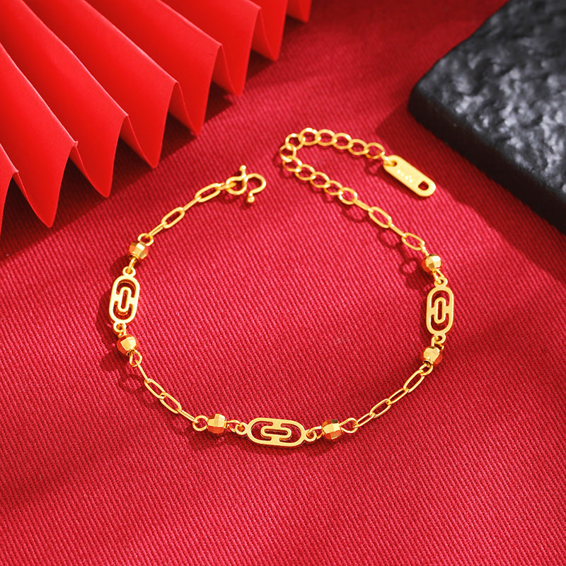 Women's Chinese Style Bamboo Joint Placer Gold Bracelets