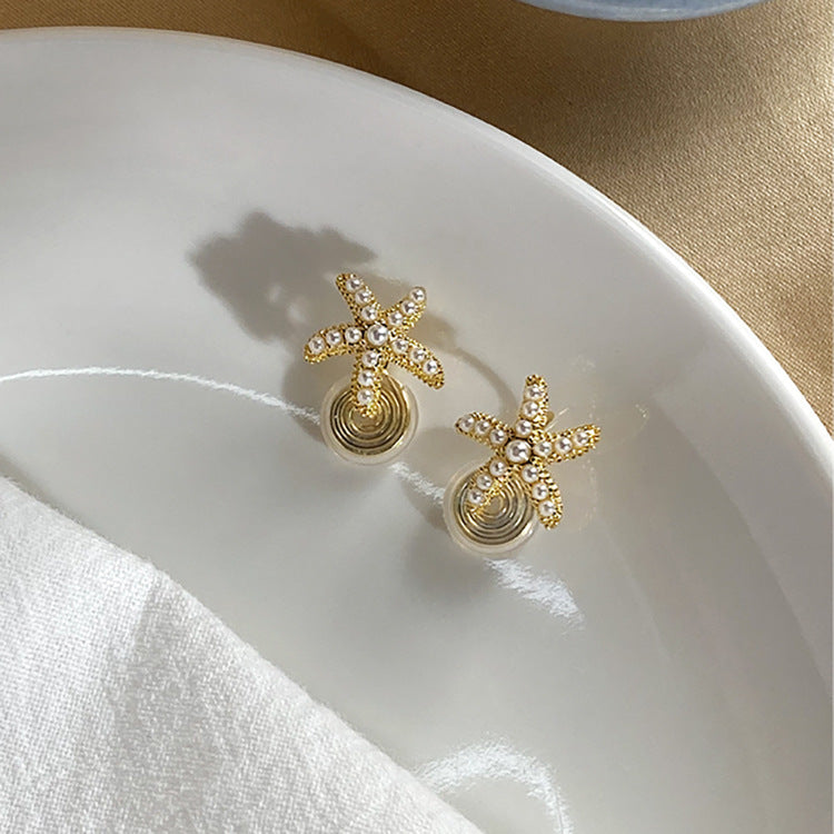 Women's Clip Simple Starfish French Vintage Small Pearl Silicone Without Stud Earrings