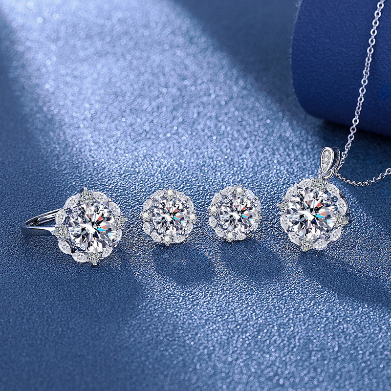 Women's Blue Red Yellow Green Purple White Gemstone Zircon Princess Jewelry Set