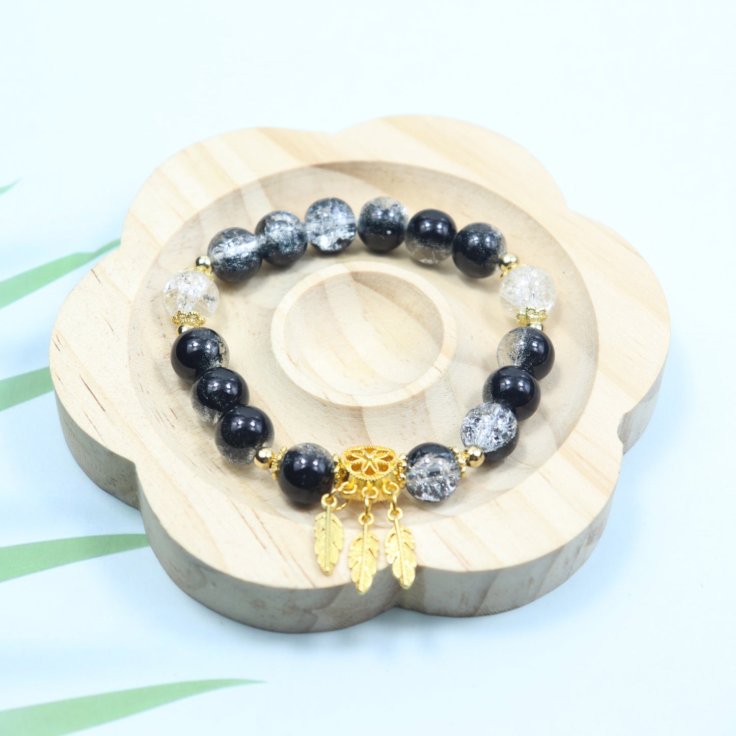 Gold Beaded Feather Glass Chipping Beads Bead Night Market Bracelets