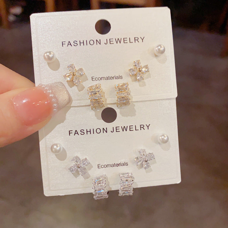 Women's French Entry Lux Pearl Zircon Arc Earrings