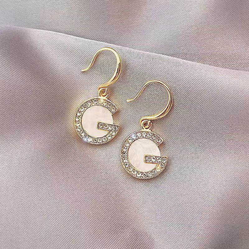 Design Style Letter Simple Cold Elegant Shell Female Sier Ear Hook