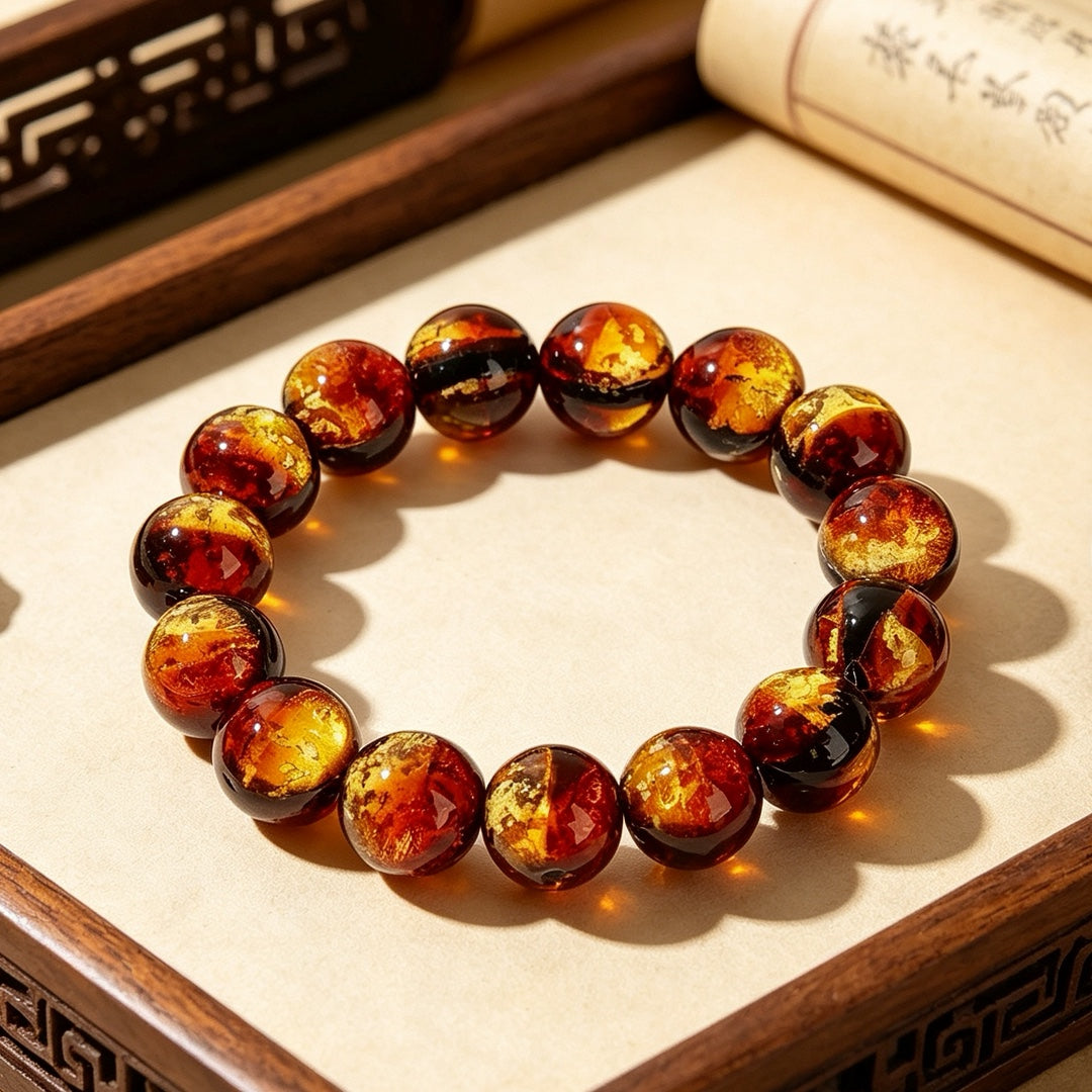 Women's & Men's Double-sided Glaze Luminous Sier Platinum Buddha Bracelet