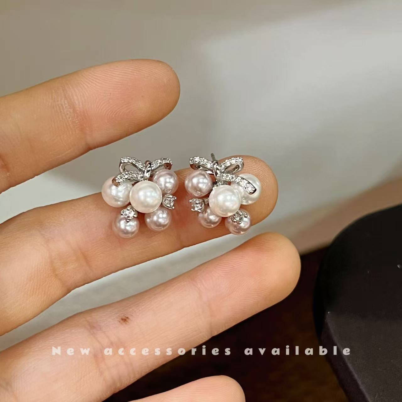 Entry Lux Design Flower Zircon Pearl Fashion Pink Shell Pearls Stud Earrings