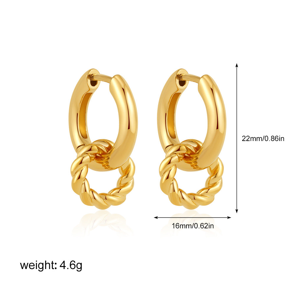 Twist Geometric Square Ear Clip Simple Earrings