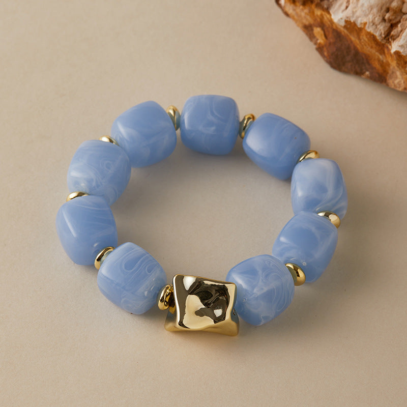 Blooming Vintage Handmade Dopamine Creative Elastic String Oval Geometric Square Bracelets