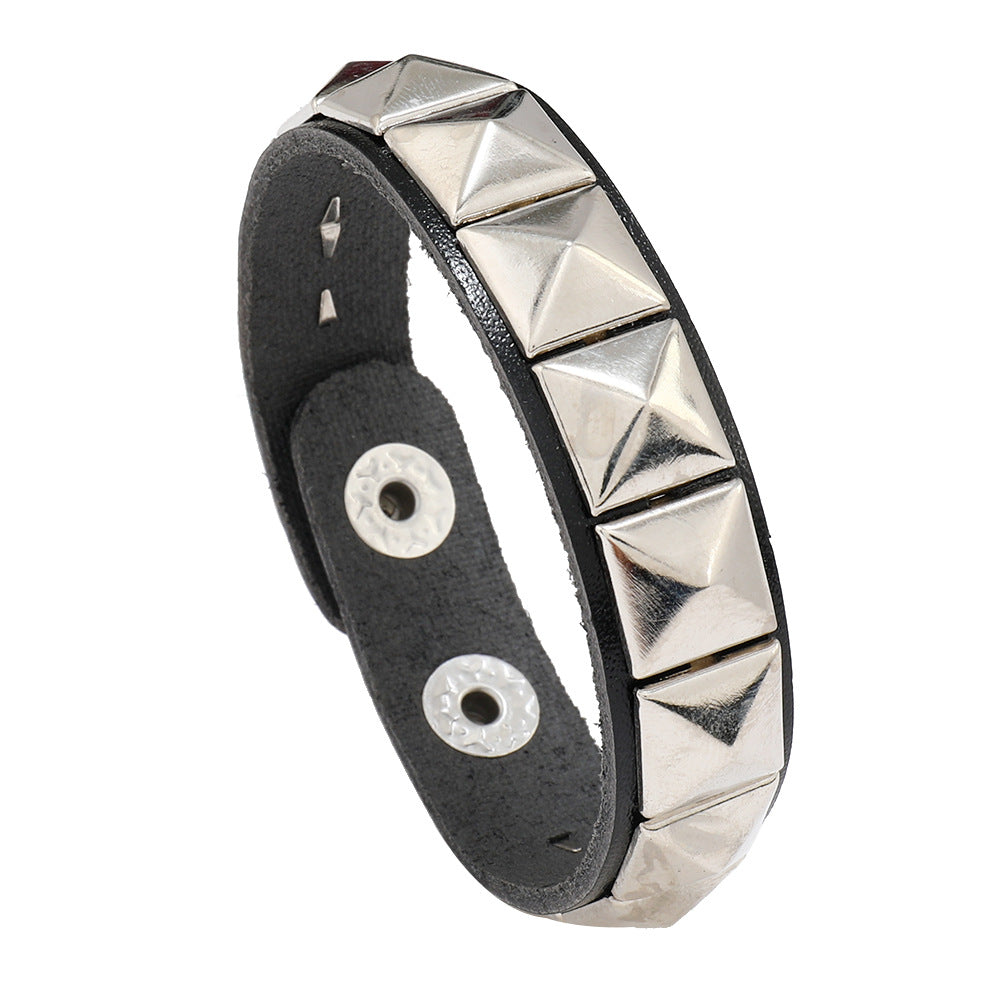 Men's Row Square Nail Personality Rivets Fashion Casual Bracelets