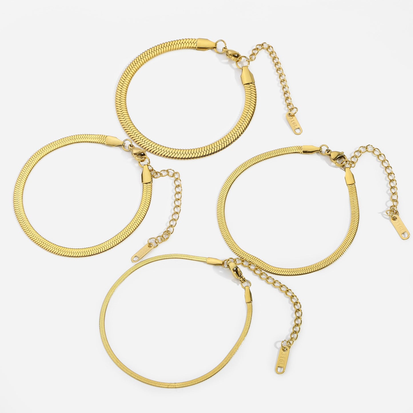 Metallic Titanium Steel Stainless Gold Blade Chain Bracelet