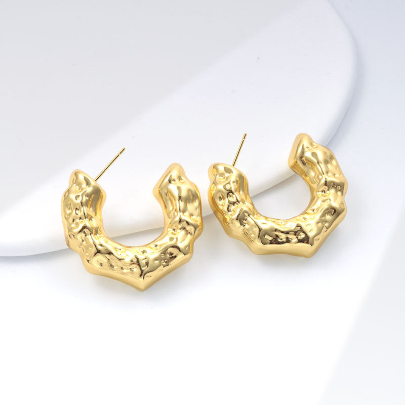 Geometric Metal Niche Design Frosty Style High Stud Earrings