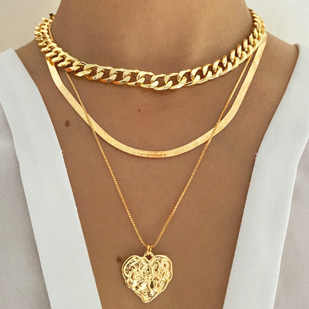 Women's Trendy Alloy Love Retro Thick Chain Necklaces