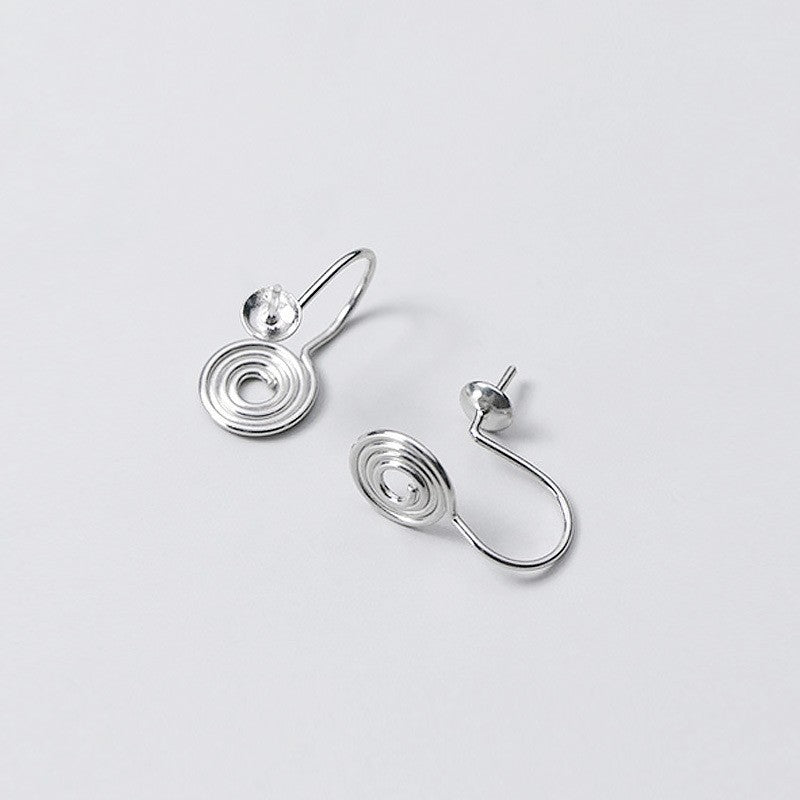 Sterling Sier Spiral Round Mosquito Coil Clip Handmade Clipped Ear Hook