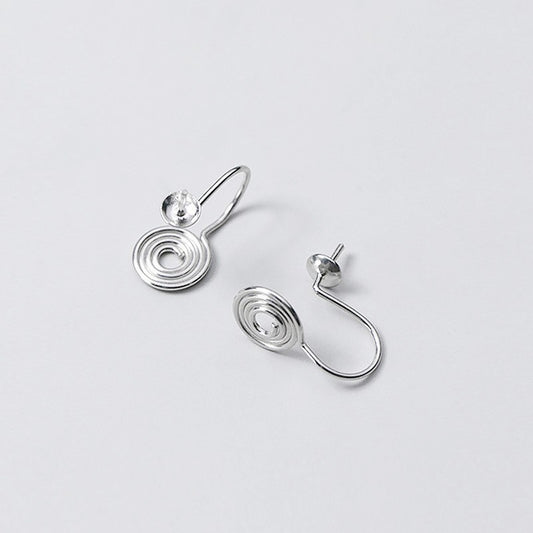 Sterling Sier Spiral Round Mosquito Coil Clip Handmade Clipped Ear Hook