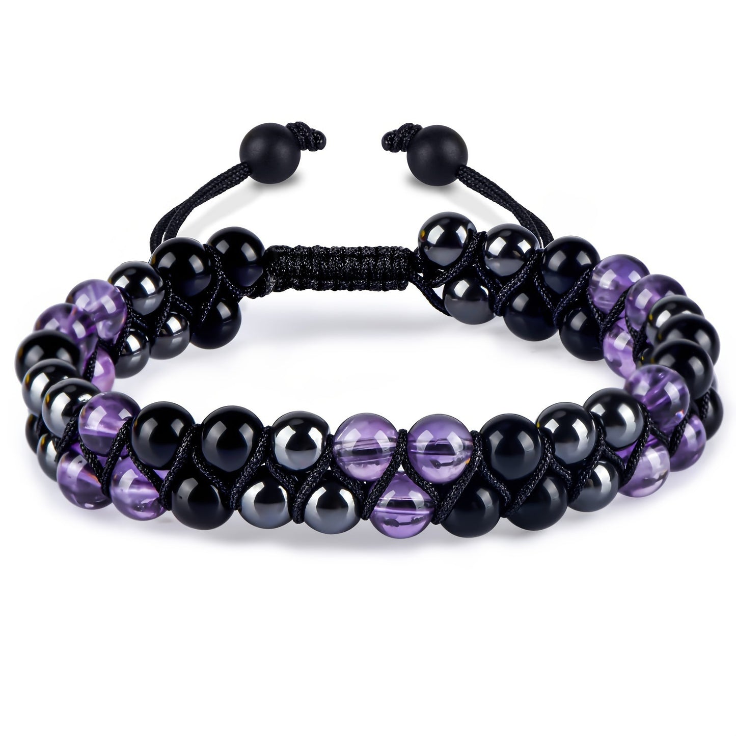 Women's & Men's Cat's Eye Green Pine Red Pattern Black Silk Phantom Natural Bracelet