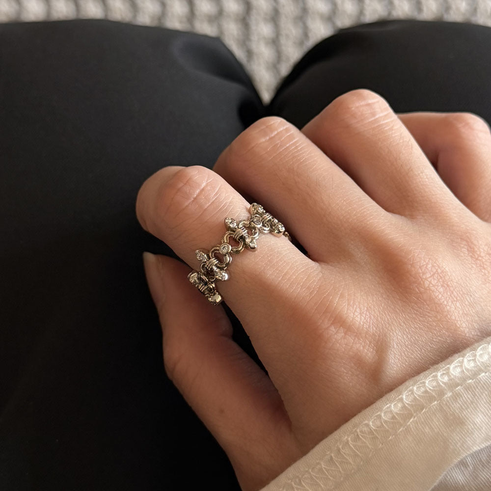 Women's Zircon Inlaid Niche High-grade Coffee Gold Light Luxury Exquisite Index Ring
