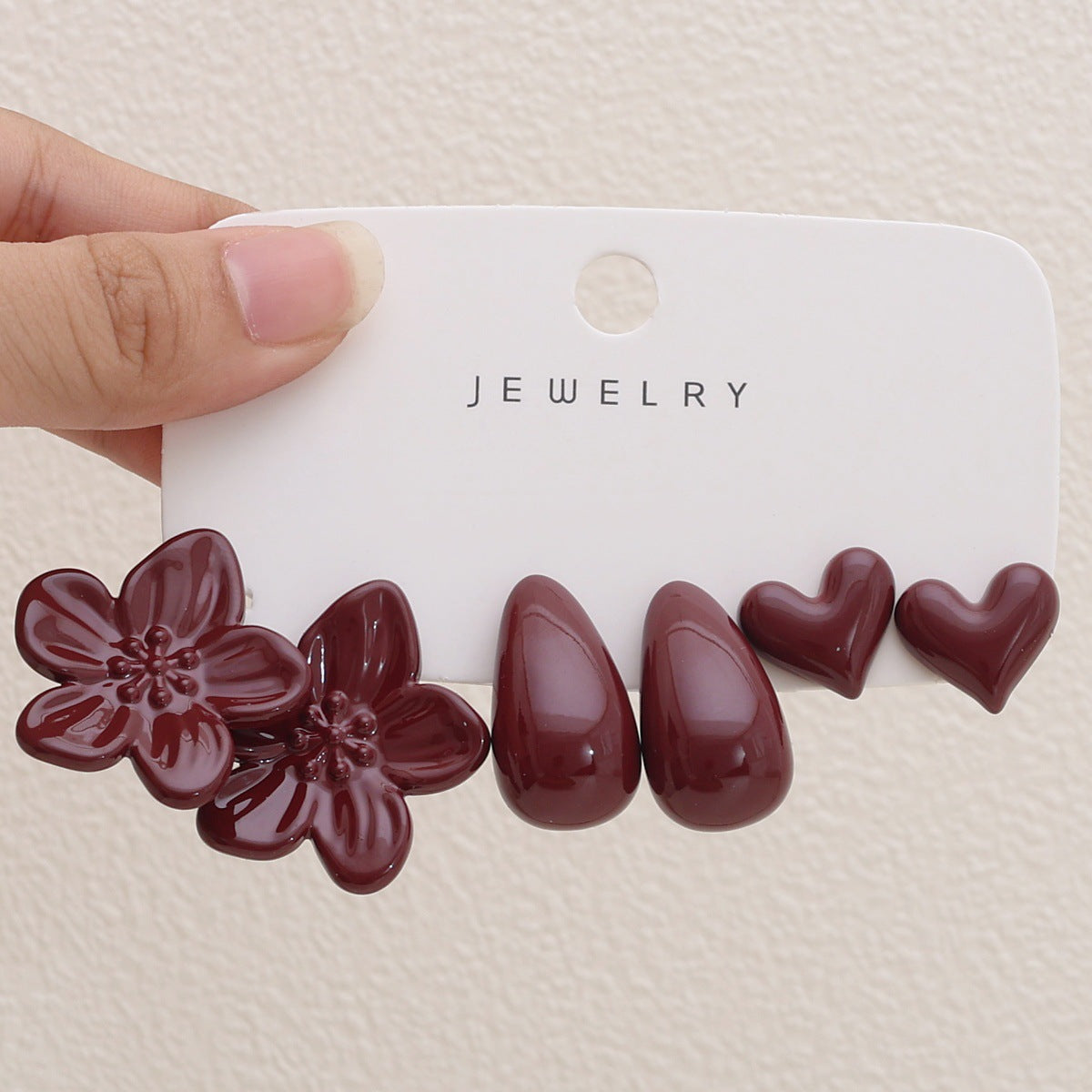 Women's Red Acrylic Water Drop Geometry Type Boutique Trendy Sets Of Earrings