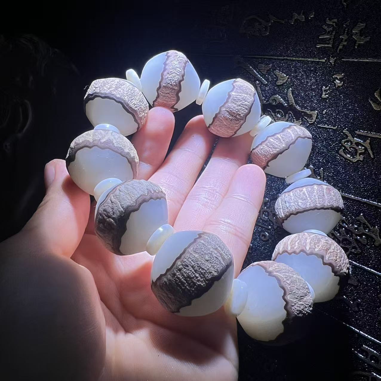 Bodhi Root Seed Three Sides Barrel Beads Surface Top Grinding Bracelet