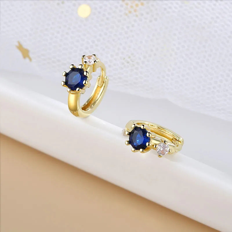 Women's Simple Blue Zircon Exquisite Light Luxury Niche Design Earrings