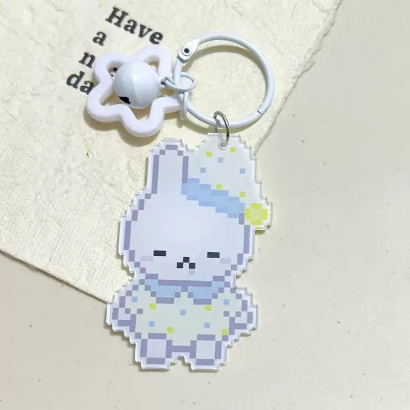 Pixel Cartoon Key Button Schoolbag Cute Acrylic Hang Decorations Hanging Ornaments