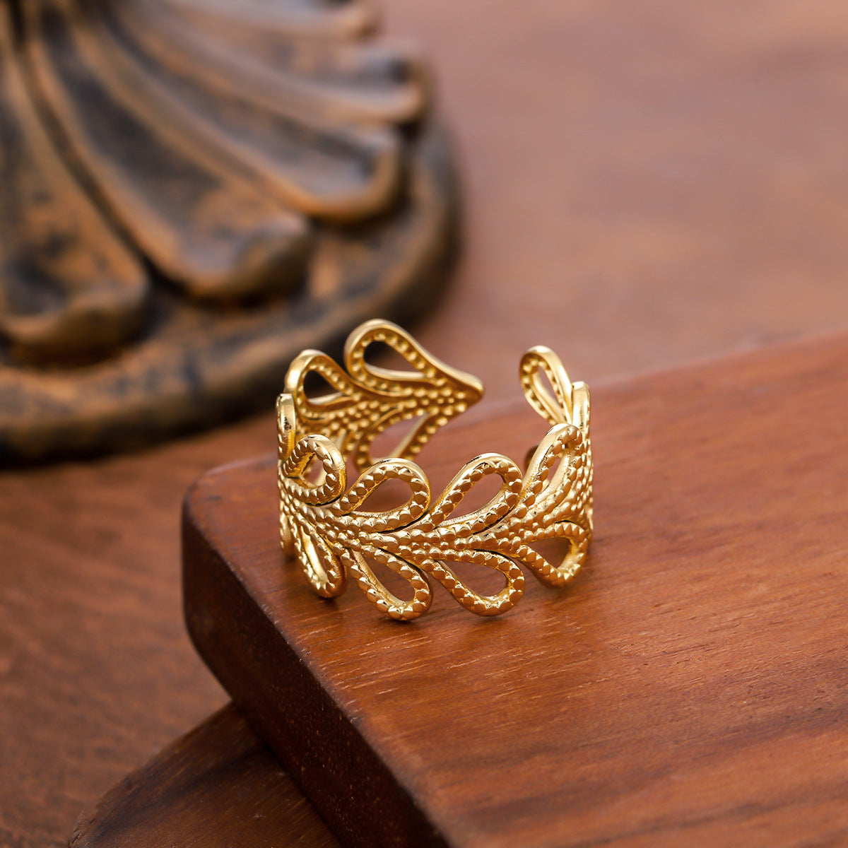 Steel Line Flower Cross Geometric Simple Female Personality Rings