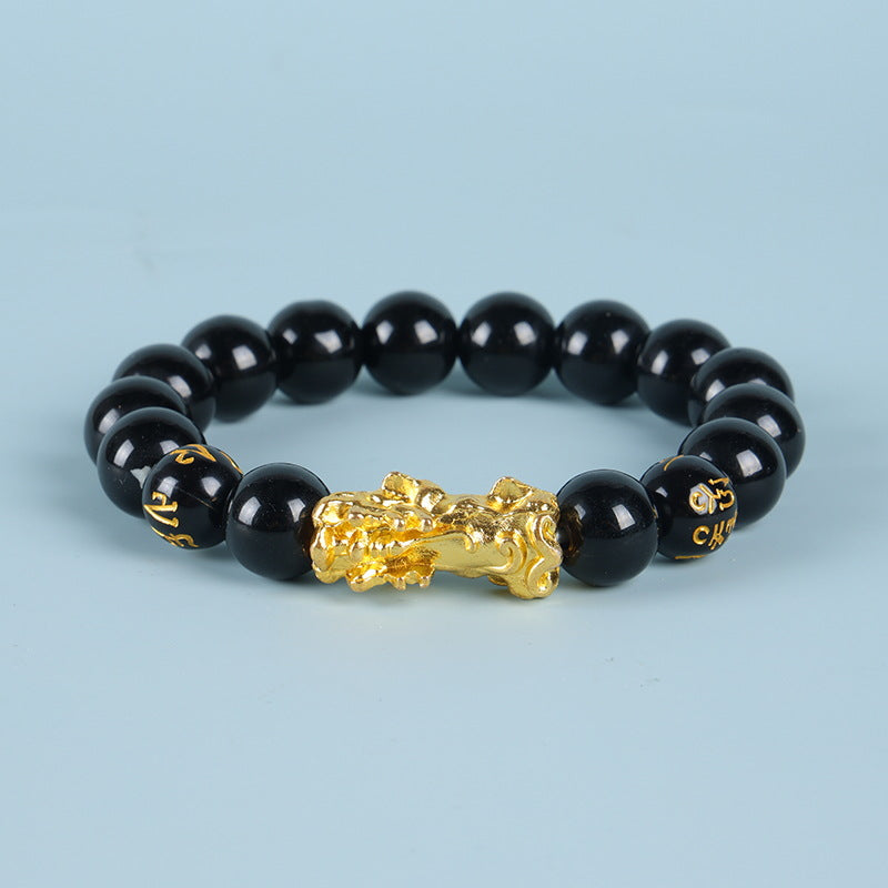 Six Words Proverbs Imitation Obsidian Alluvial Bracelets